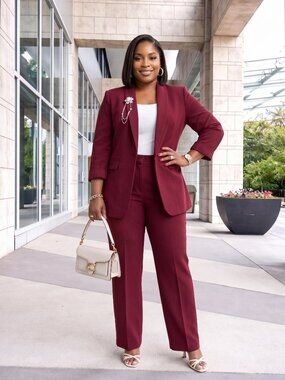 Female Burgundy Blazer Set